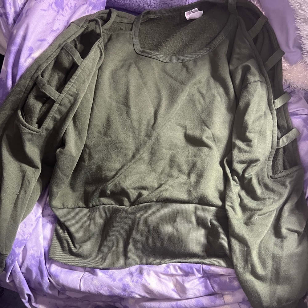 Juniors Plus Cutout Long Sleeve Sweatshirt Top
